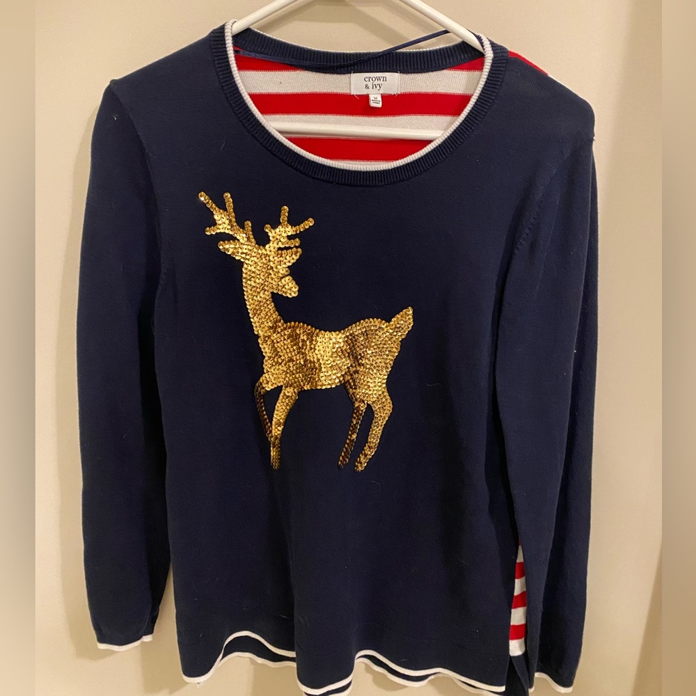 M Sequin Reindeer Sweater